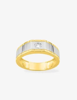 Bague or 375 ‰ jaune et rhodium diamant synthétique 0,20 ct SO OR