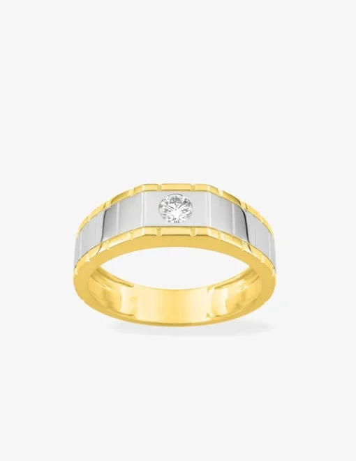 Bague or 375 ‰ jaune et rhodium diamant synthétique 0,20 ct SO OR