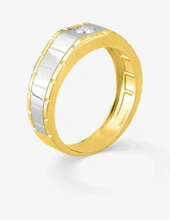 Bague or 375 ‰ jaune et rhodium diamant synthétique 0,20 ct SO OR