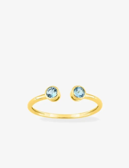 Bague or 375‰ topaze bleu serti clos SO OR