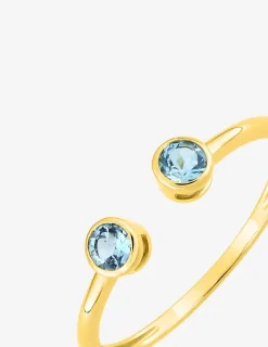 Bague or 375‰ topaze bleu serti clos SO OR