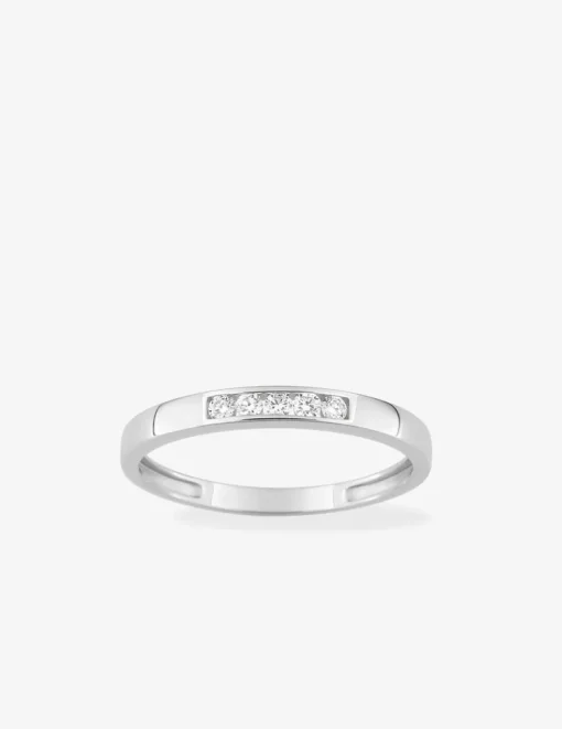 Bague or blanc 375 ‰ et diamants synthétiques 0,15 ct serti rail SO OR