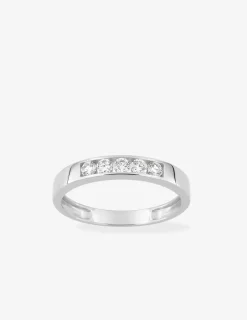 Bague or blanc 375 ‰ et diamants synthétiques 0,35 ct serti rail SO OR