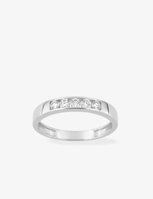 Bague or blanc 375 ‰ et diamants synthétiques 0,35 ct serti rail SO OR