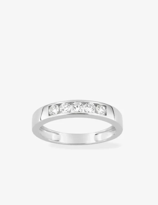 Bague or blanc 375 ‰ et diamants synthétiques 0,50 ct serti rail SO OR