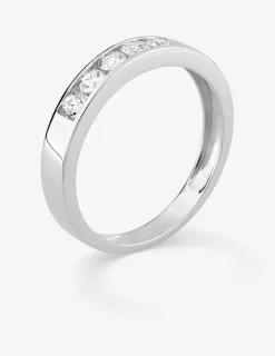 Bague or blanc 375 ‰ et diamants synthétiques 0,50 ct serti rail SO OR