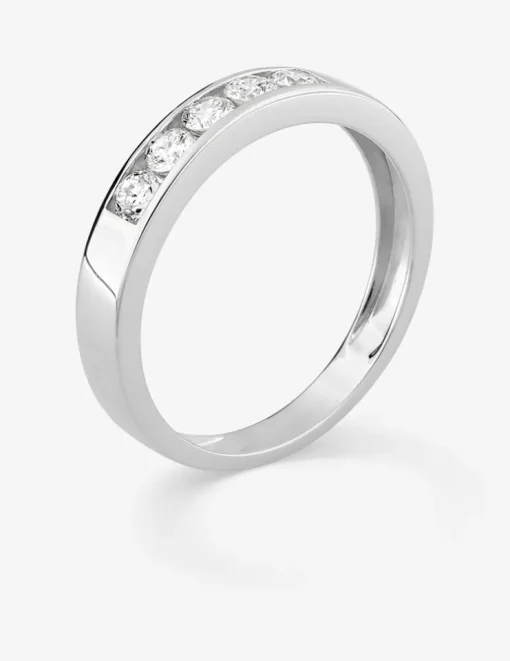 Bague or blanc 375 ‰ et diamants synthétiques 0,50 ct serti rail SO OR