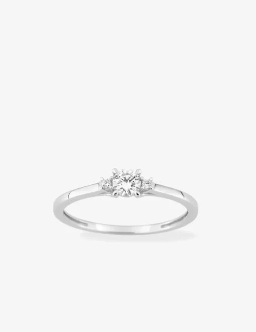 Bague or blanc 375 ‰ et diamants synthétiques 0,22 ct SO OR