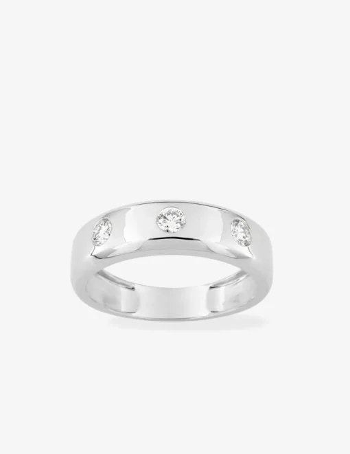 Bague or blanc 375 ‰ et diamants synthétiques 0,45 ct serti clos SO OR
