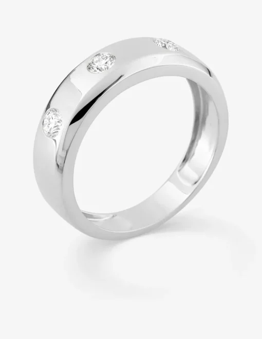 Bague or blanc 375 ‰ et diamants synthétiques 0,45 ct serti clos SO OR