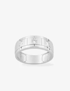 Bague or blanc 375 ‰ et diamants synthétiques 0,45 ct serti clos homme SO OR