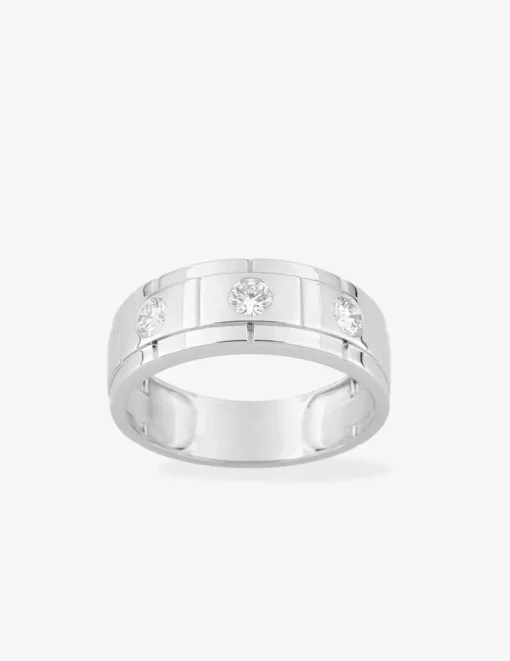 Bague or blanc 375 ‰ et diamants synthétiques 0,45 ct serti clos homme SO OR