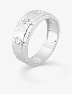 Bague or blanc 375 ‰ et diamants synthétiques 0,45 ct serti clos homme SO OR