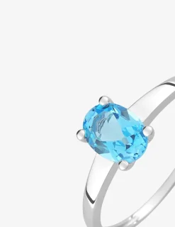 Bague or blanc 750 ‰ et topaze bleue SO OR