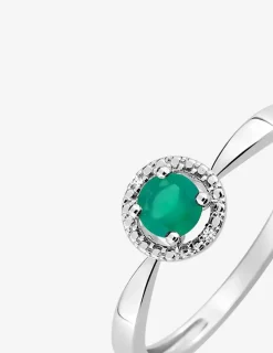 Bague or blanc 750 ‰, émeraude et oxydes de zirconium SO OR