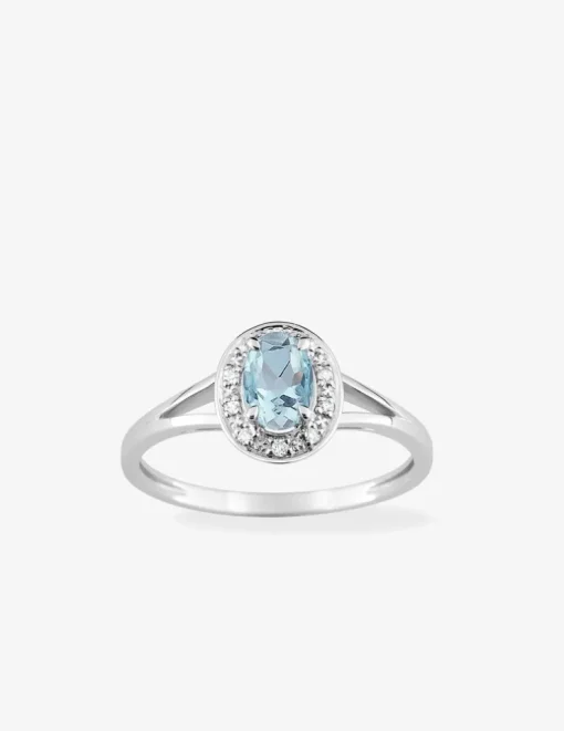 Bague or blanc 750 ‰, topaze et oxydes de zirconium SO OR