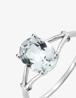 Bague or blanc 375‰, aigue-marine SO OR