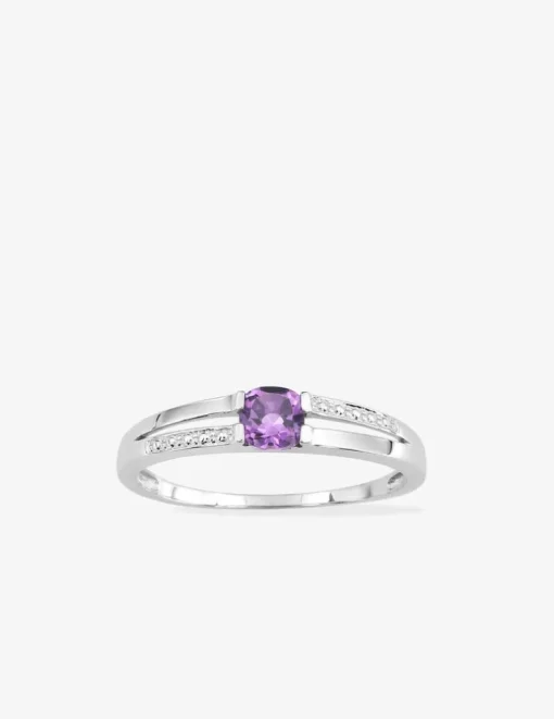 Bague or blanc 375‰, améthyste SO OR
