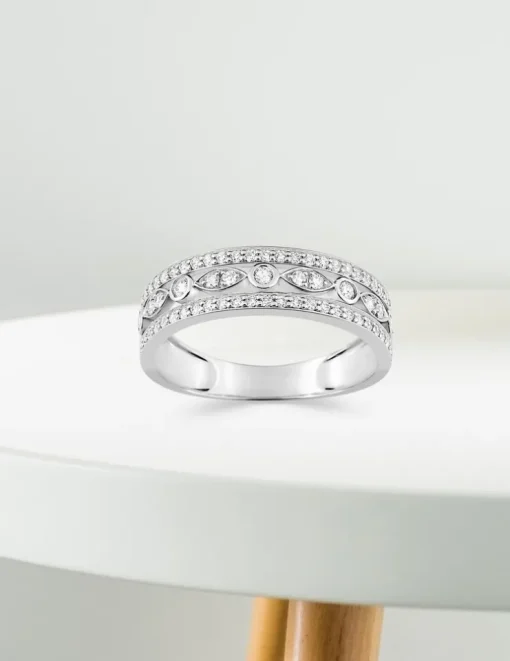 Bague or blanc 375‰ et oxyde de zirconium SO OR