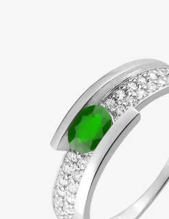 Bague or blanc 375‰, émeraude et oxyde de zirconium SO OR