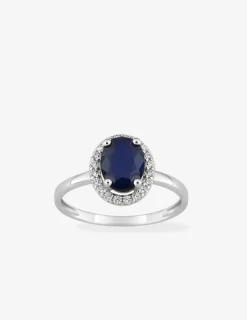 Bague or blanc 375‰, saphir et oxyde de zirconium SO OR