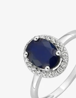 Bague or blanc 375‰, saphir et oxyde de zirconium SO OR