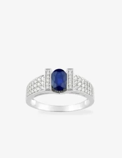 Bague or blanc 375‰, saphir et oxydes de zirconium SO OR