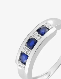 Bague or blanc 375‰, saphir et oxyde de zirconium SO OR