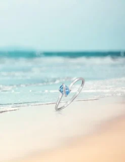 Bague or blanc 375‰, topaze SO OR