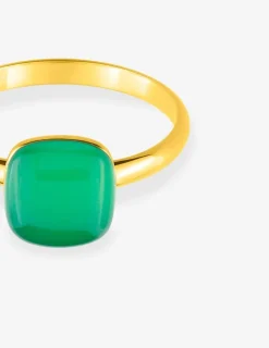 Bague or jaune 750 ‰ et agate verte SO OR