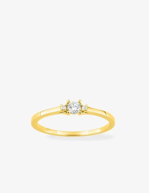 Bague or jaune 375 ‰ et diamants synthétiques 0,11 ct SO OR