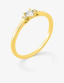 Bague or jaune 375 ‰ et diamants synthétiques 0,11 ct SO OR