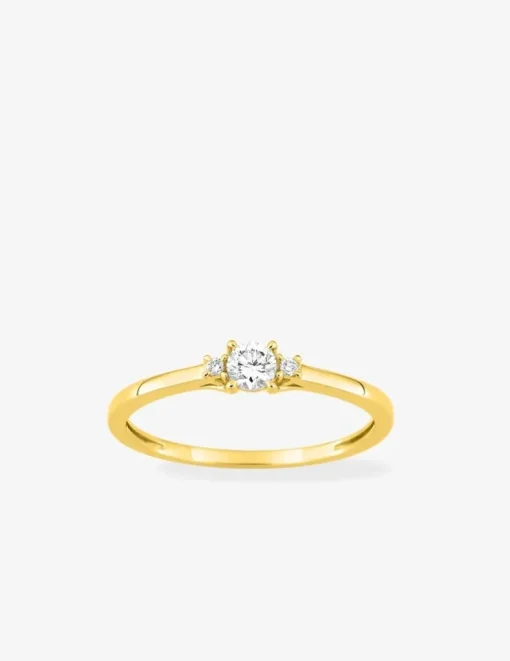 Bague or jaune 375 ‰ et diamants synthétiques 0,16 ct SO OR