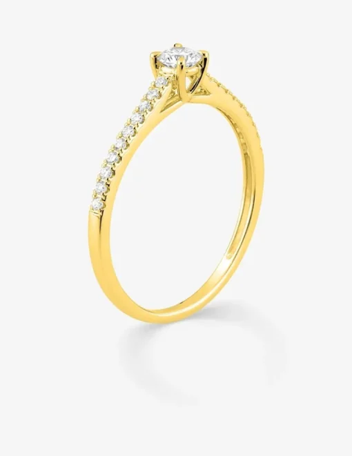Bague or jaune 375 ‰ et diamants synthétiques 0,27 ct serti griffes SO OR