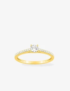 Bague or jaune 375 ‰ et diamants synthétiques 0,30 ct serti griffes SO OR