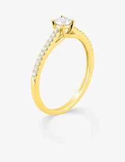 Bague or jaune 375 ‰ et diamants synthétiques 0,30 ct serti griffes SO OR