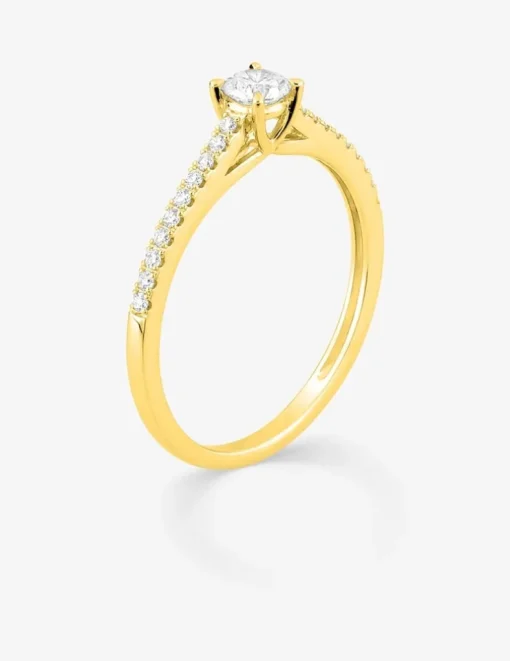 Bague or jaune 375 ‰ et diamants synthétiques 0,30 ct serti griffes SO OR