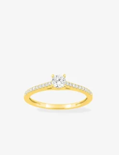 Bague or jaune 375 ‰ et diamants synthétiques 0,35 ct serti griffes SO OR
