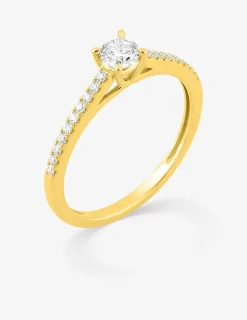 Bague or jaune 375 ‰ et diamants synthétiques 0,35 ct serti griffes SO OR