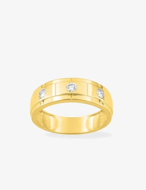 Bague or jaune 375 ‰ et diamants synthétiques 0,30 ct serti clos SO OR