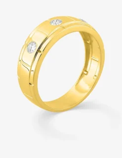 Bague or jaune 375 ‰ et diamants synthétiques 0,30 ct serti clos SO OR