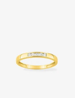 Bague or jaune 375 ‰ et diamants synthétiques 0,15 ct serti rail SO OR