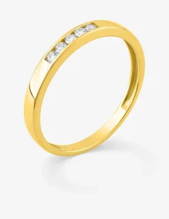 Bague or jaune 375 ‰ et diamants synthétiques 0,15 ct serti rail SO OR