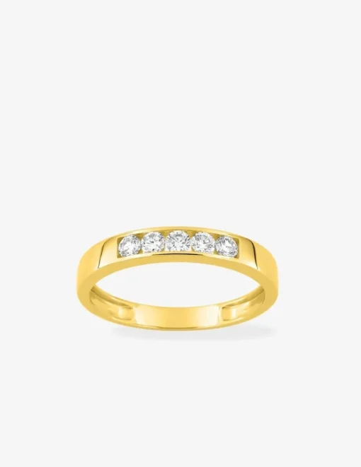 Bague or jaune 375 ‰ et diamants synthétiques 0,35 ct serti rail SO OR