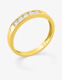 Bague or jaune 375 ‰ et diamants synthétiques 0,35 ct serti rail SO OR