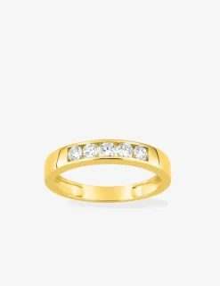 Bague or jaune 375 ‰ et diamants synthétiques 0,50 ct serti rail SO OR
