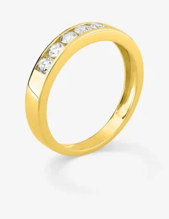 Bague or jaune 375 ‰ et diamants synthétiques 0,50 ct serti rail SO OR