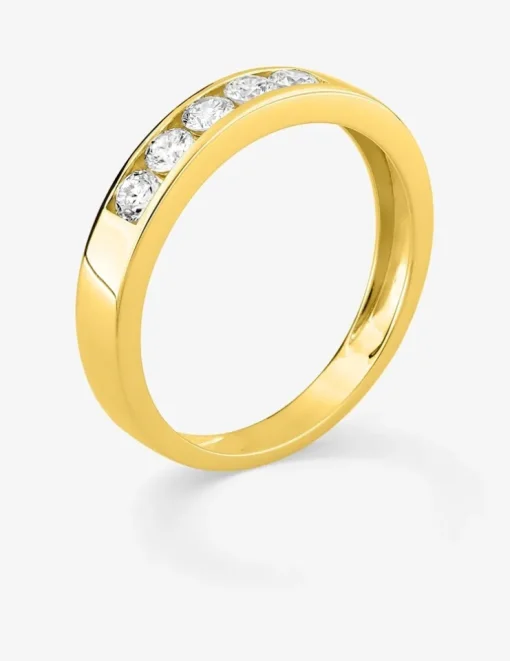Bague or jaune 375 ‰ et diamants synthétiques 0,50 ct serti rail SO OR