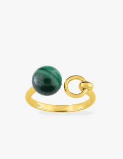 Bague or jaune 750 ‰ et malachite SO OR