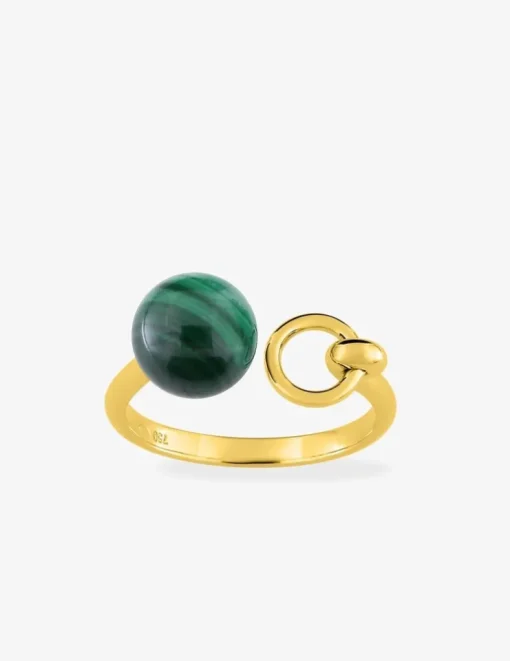 Bague or jaune 750 ‰ et malachite SO OR